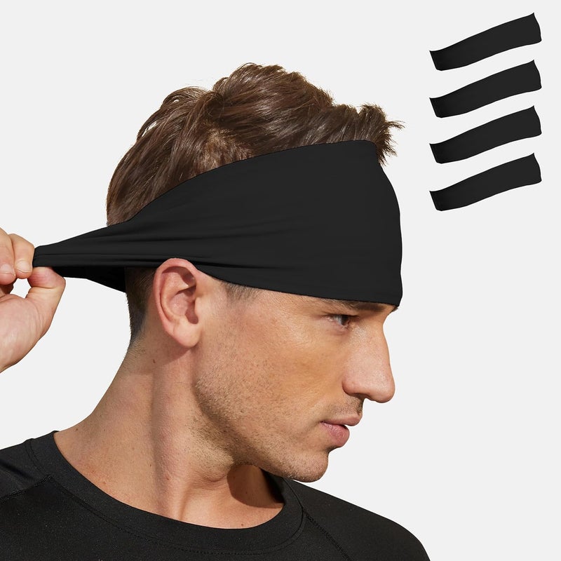 VIMPEP Tenacious Sports Headbands for Men Soft Feeling Non Silp Sweatband Workout Headband for Running,Cycling,Basketball,Tennis,Yoga Fitness Stretchy Quick-Dry Hairband for Unisex (3/4/6 Pack) - Image 1